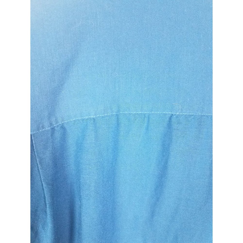 Cubavera Sz. 3x Blue & Ivory Linen Button Up Short Sleeve Embroidered Shirt - Picture 7 of 7